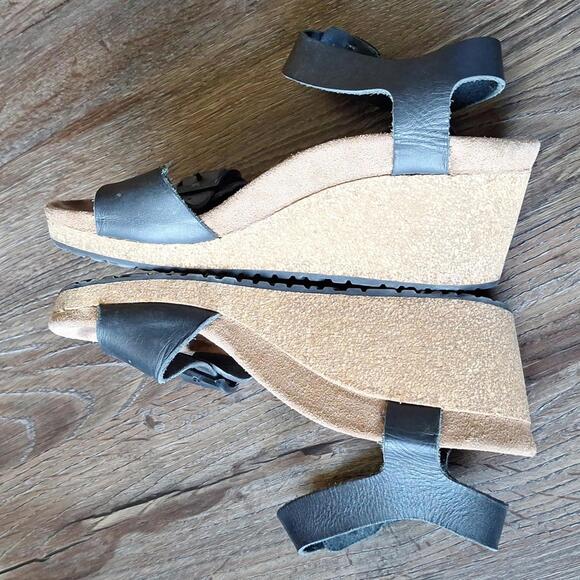 Papillio Black Strap Wedge Sandal Size 5 - Picture 7 of 8